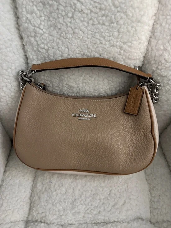 Coach Pebbled Leather Shoulder Bag in Tan and Camel - Picture 1 of 6